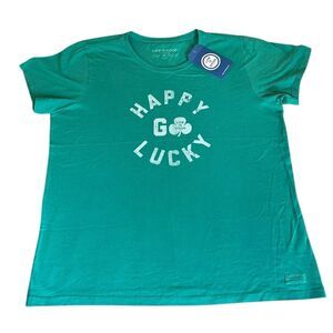 Life Is Good Green Crusher Tee Happy Go Lucky Womens XL NEW St Patrick’s Day